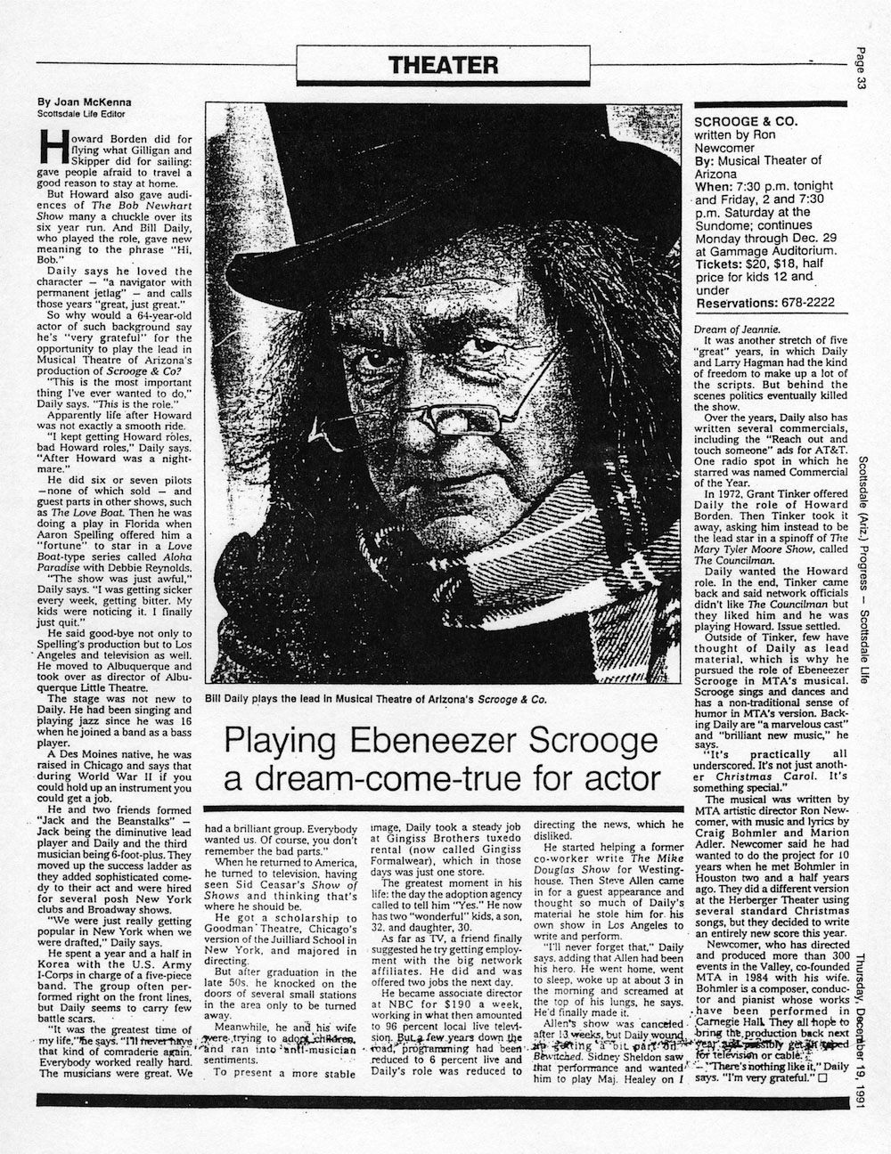 Playing Ebeneezer Scrooge a Dream-Come-True for Actor