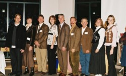 Veterinarians from Homestead Veterinary Hospital, Fox Creek Veterinary Hospital, Equine Medical Associates, and Mid-Rivers Equine Centre are honored at a benefit dinner Nov. 18, 2006, for their efforts to rescue 41 horses and a hinny involved in a double-decker horse trailer accident. The event was held at the St. Louis Zoo.